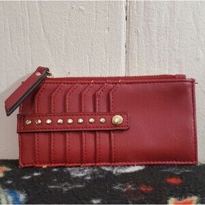 Chic Red Women's Card Holder with Gold Accents